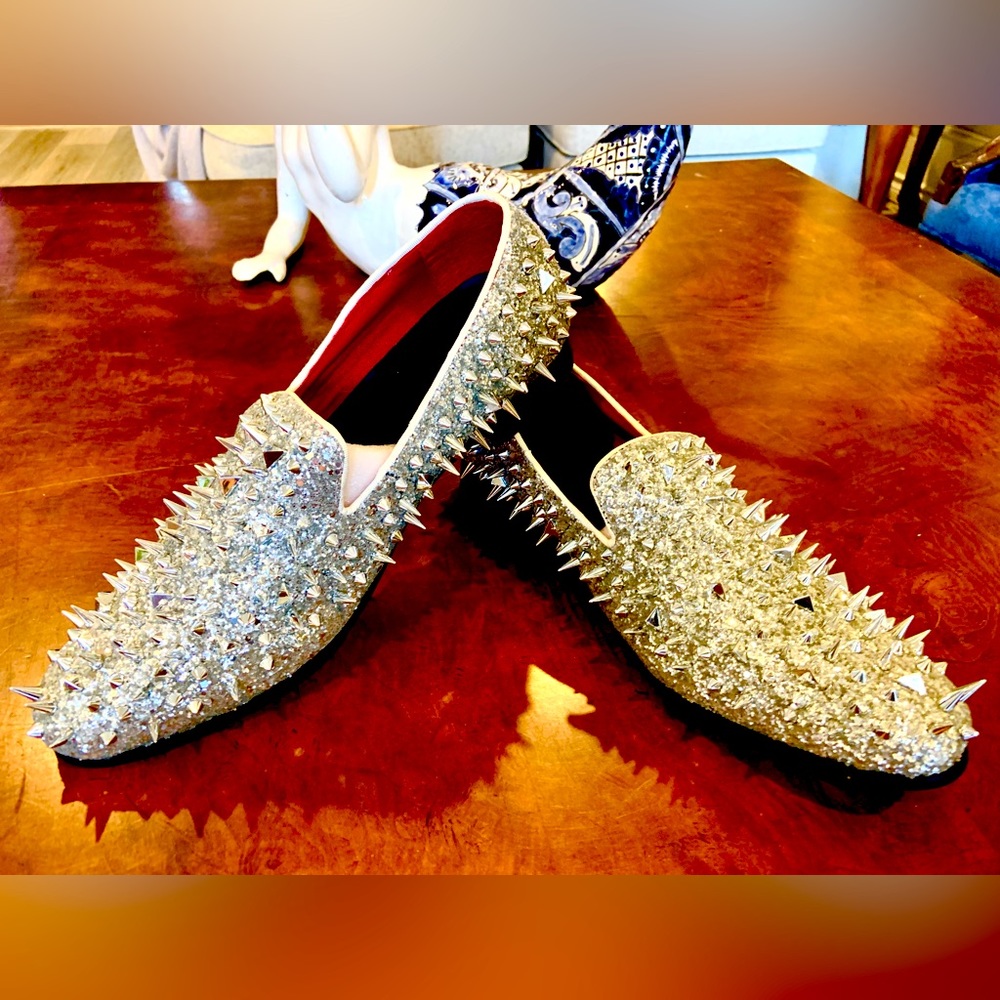 Men’s Silver Spiked Shoes European 48 but more like US 13